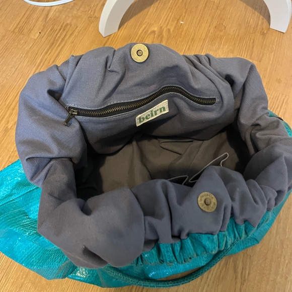 Beirn Teal Women's Snakeskin Hobo Bag - Picture 2 of 9